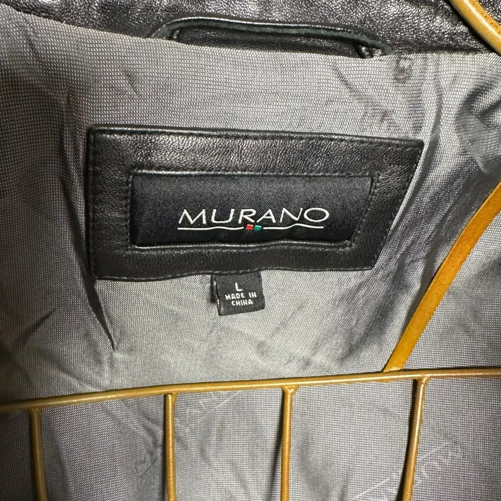 Murano Luxury Lambskin Leather Moto Jacket - Black - Men’s Size Large